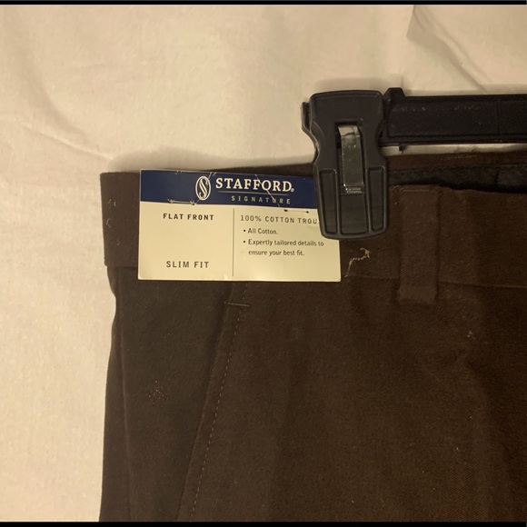 Stafford Flat Front 100% Cotton Trouser Pants - Picture 3 of 3